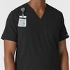 NURTUR Men's V-Neck Scrub Top Black side detail 1