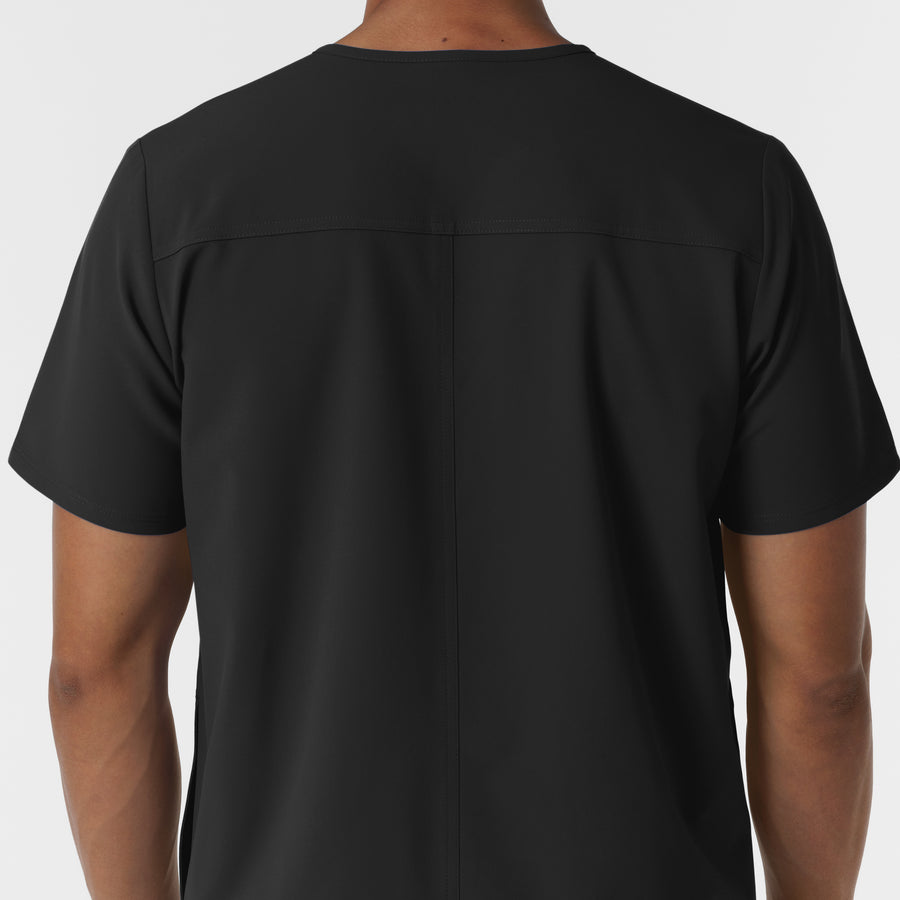 NURTUR Men's V-Neck Scrub Top Black back detail