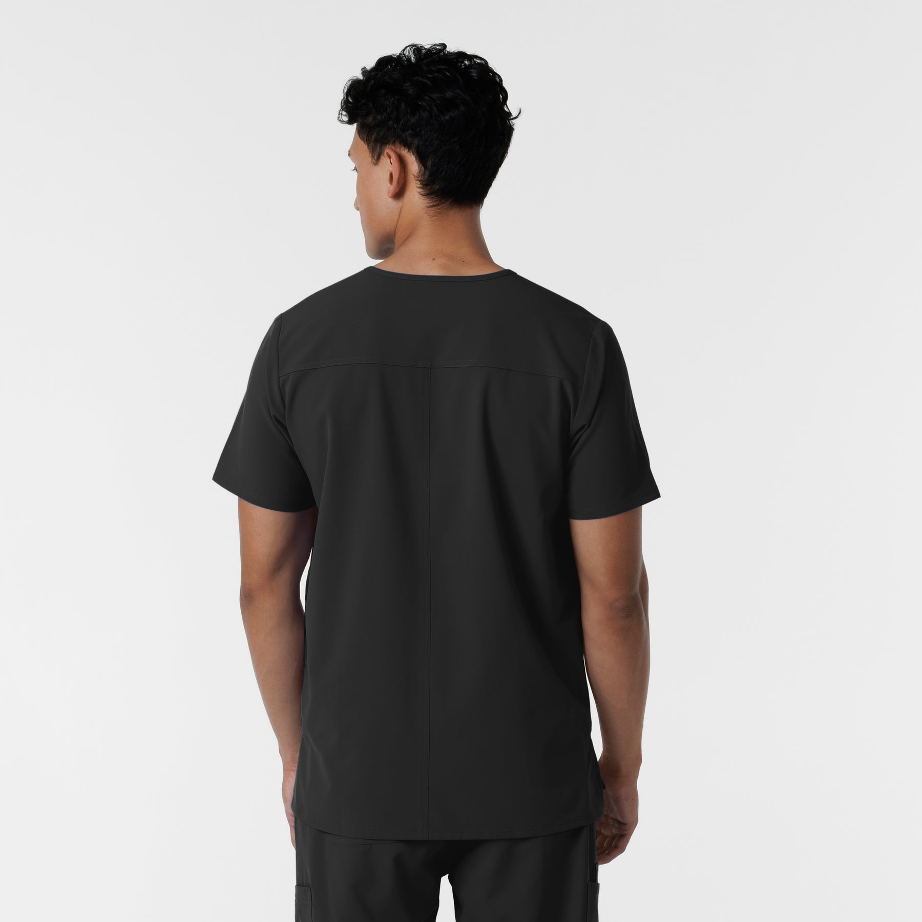 NURTUR Men's V-Neck Scrub Top Black back view