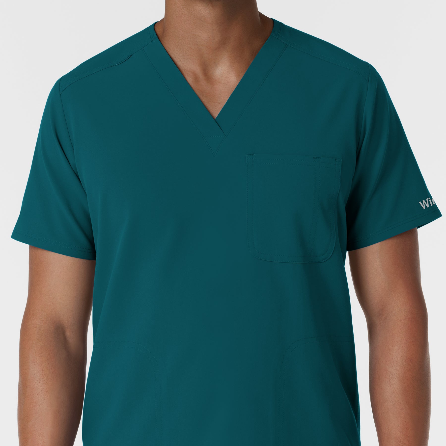 NURTUR Men's V-Neck Scrub Top Caribbean front detail