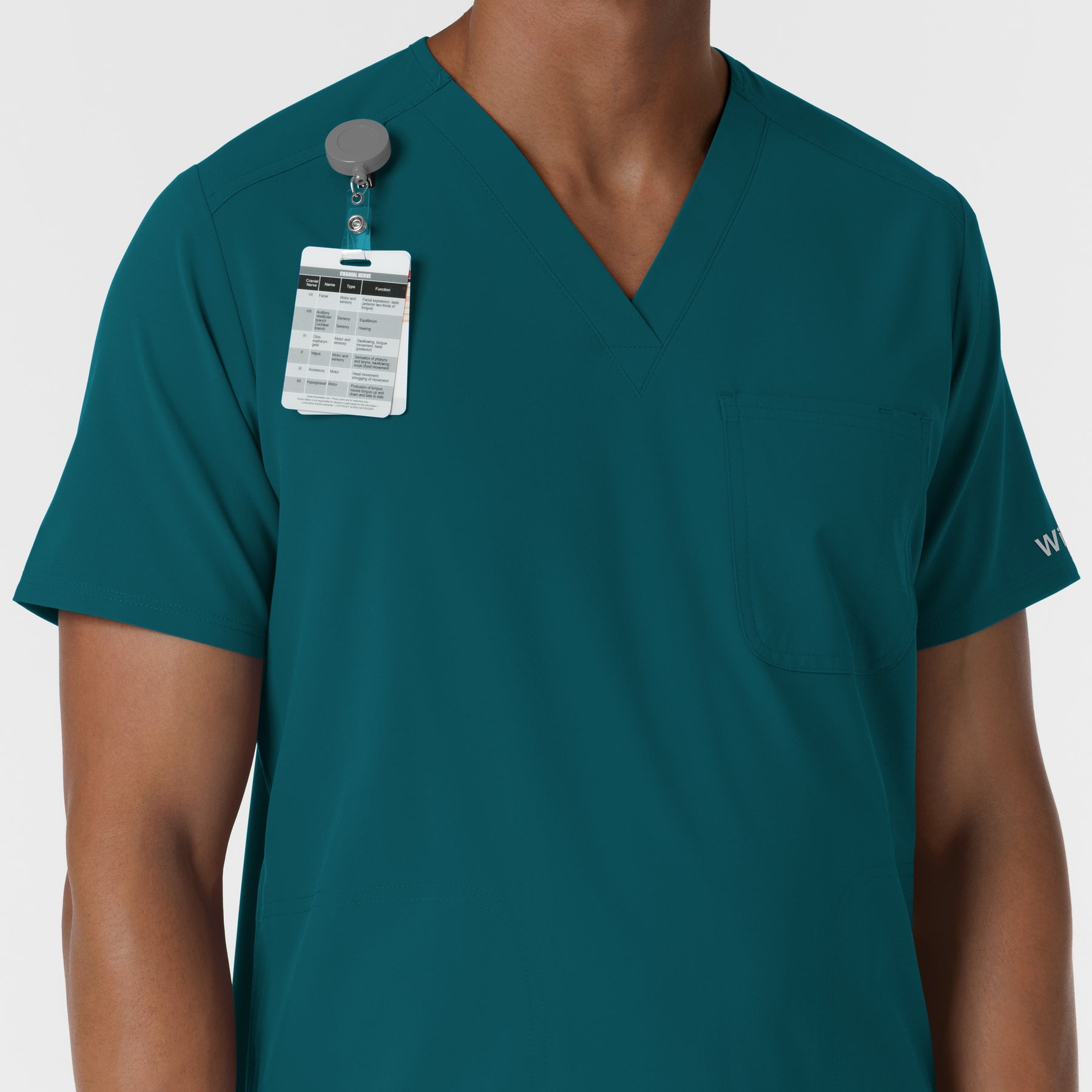 NURTUR Men's V-Neck Scrub Top Caribbean side detail 1