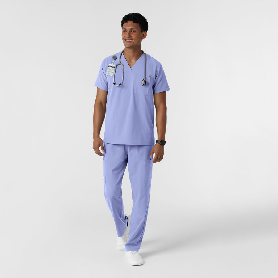 NURTUR Men's V-Neck Scrub Top Ceil Blue full scrub set