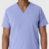NURTUR Men's V-Neck Scrub Top Ceil Blue front detail