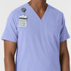 NURTUR Men's V-Neck Scrub Top Ceil Blue side detail 1