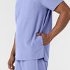 NURTUR Men's V-Neck Scrub Top Ceil Blue hemline detail