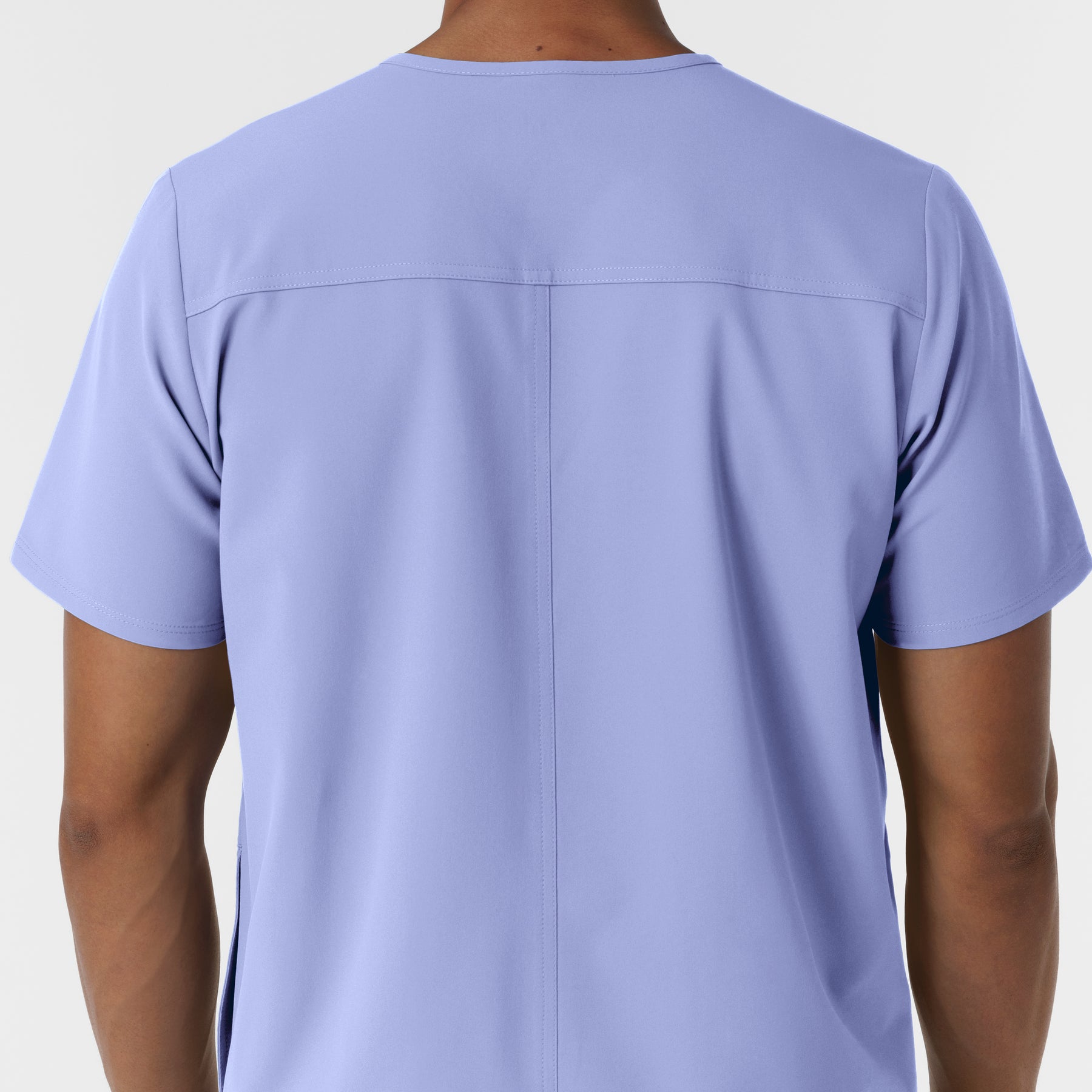 NURTUR Men's V-Neck Scrub Top Ceil Blue back detail