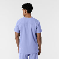NURTUR Men's V-Neck Scrub Top Ceil Blue back view