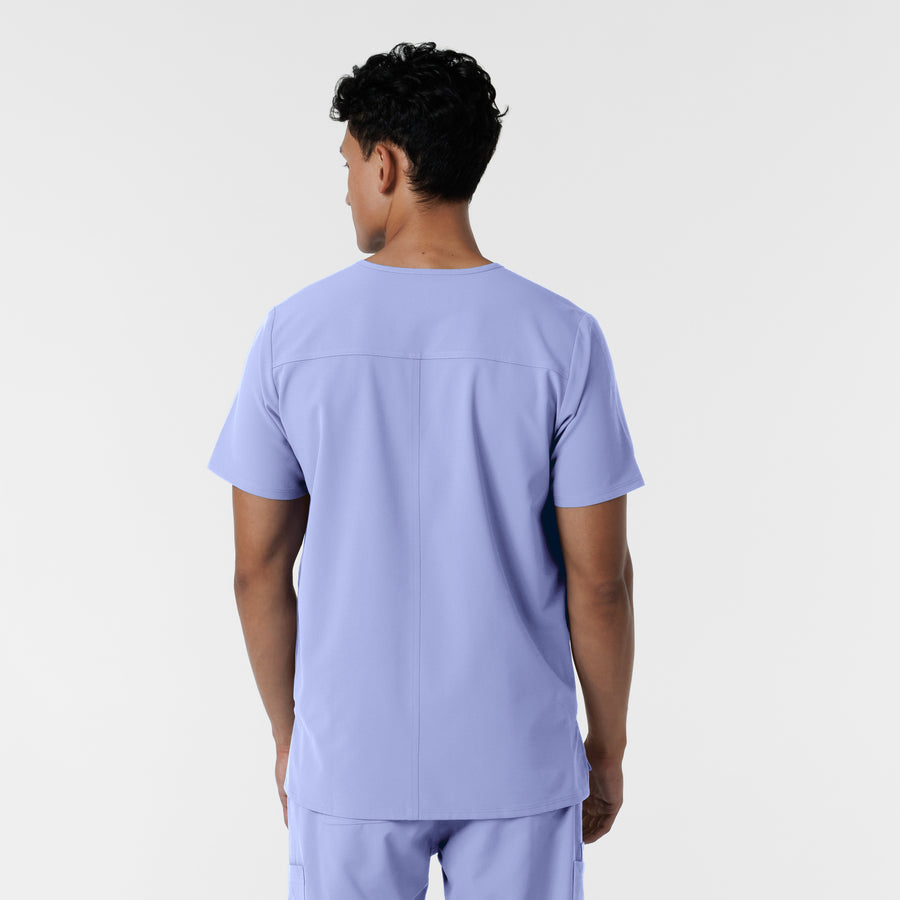 NURTUR Men's V-Neck Scrub Top Ceil Blue back view