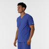 NURTUR Men's V-Neck Scrub Top Galaxy Blue side view