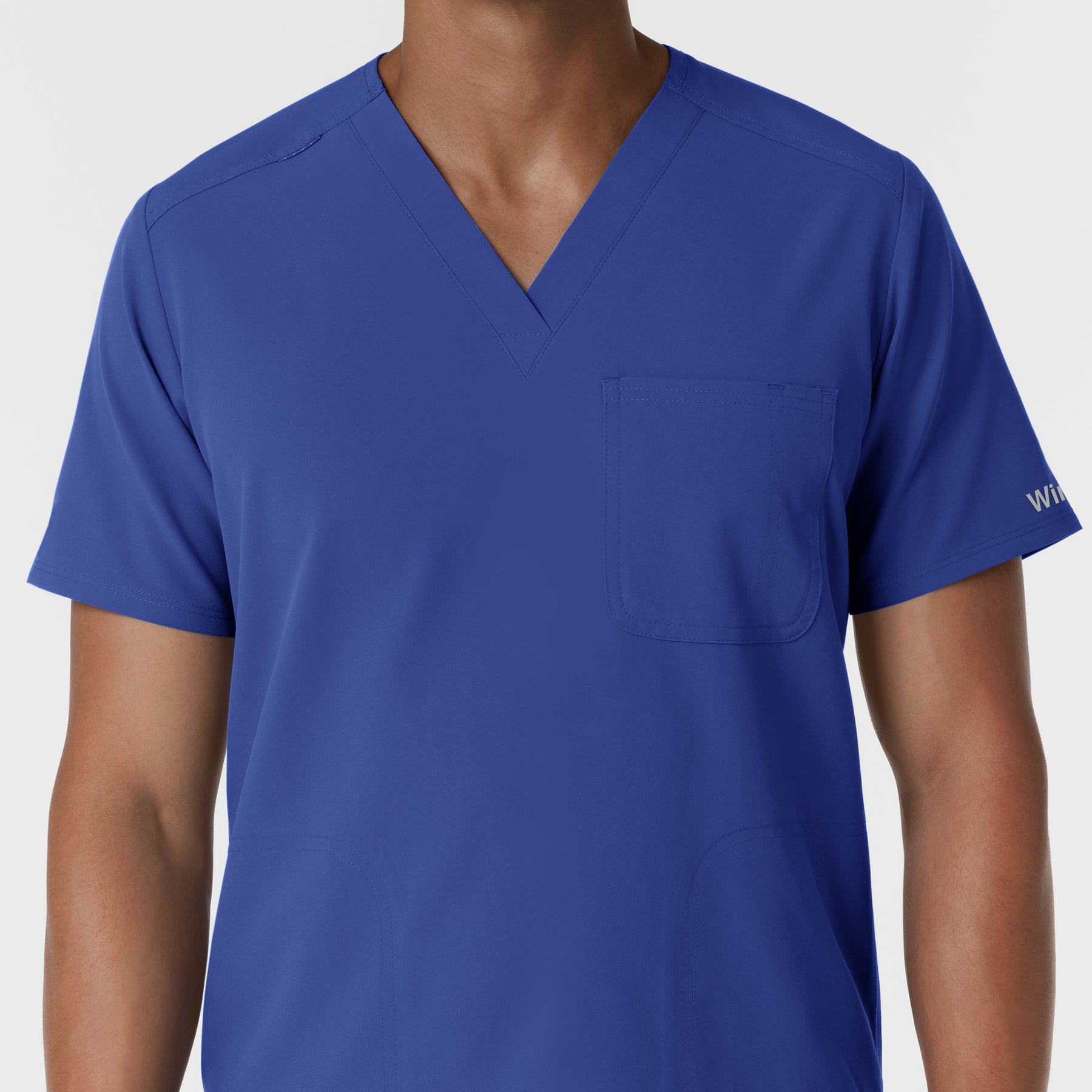 NURTUR Men's V-Neck Scrub Top Galaxy Blue front detail