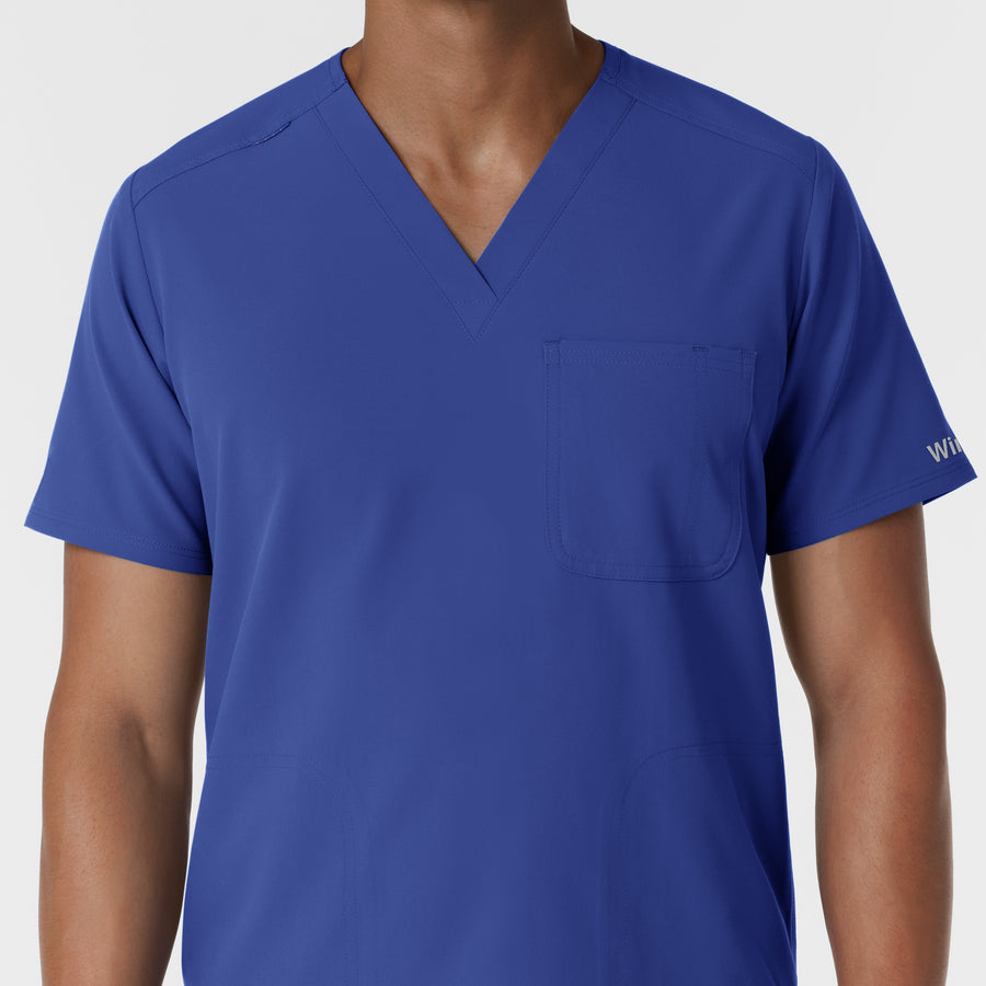 NURTUR Men's V-Neck Scrub Top Galaxy Blue front detail