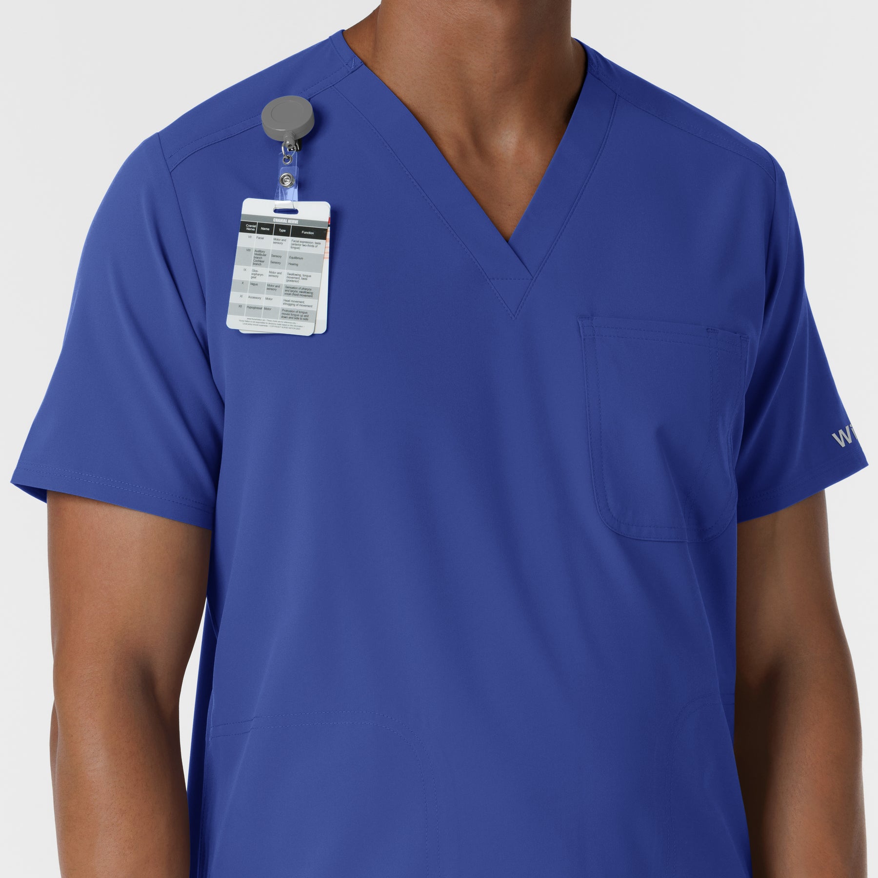 NURTUR Men's V-Neck Scrub Top Galaxy Blue side detail 1