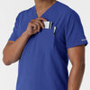 NURTUR Men's V-Neck Scrub Top Galaxy Blue side detail 2