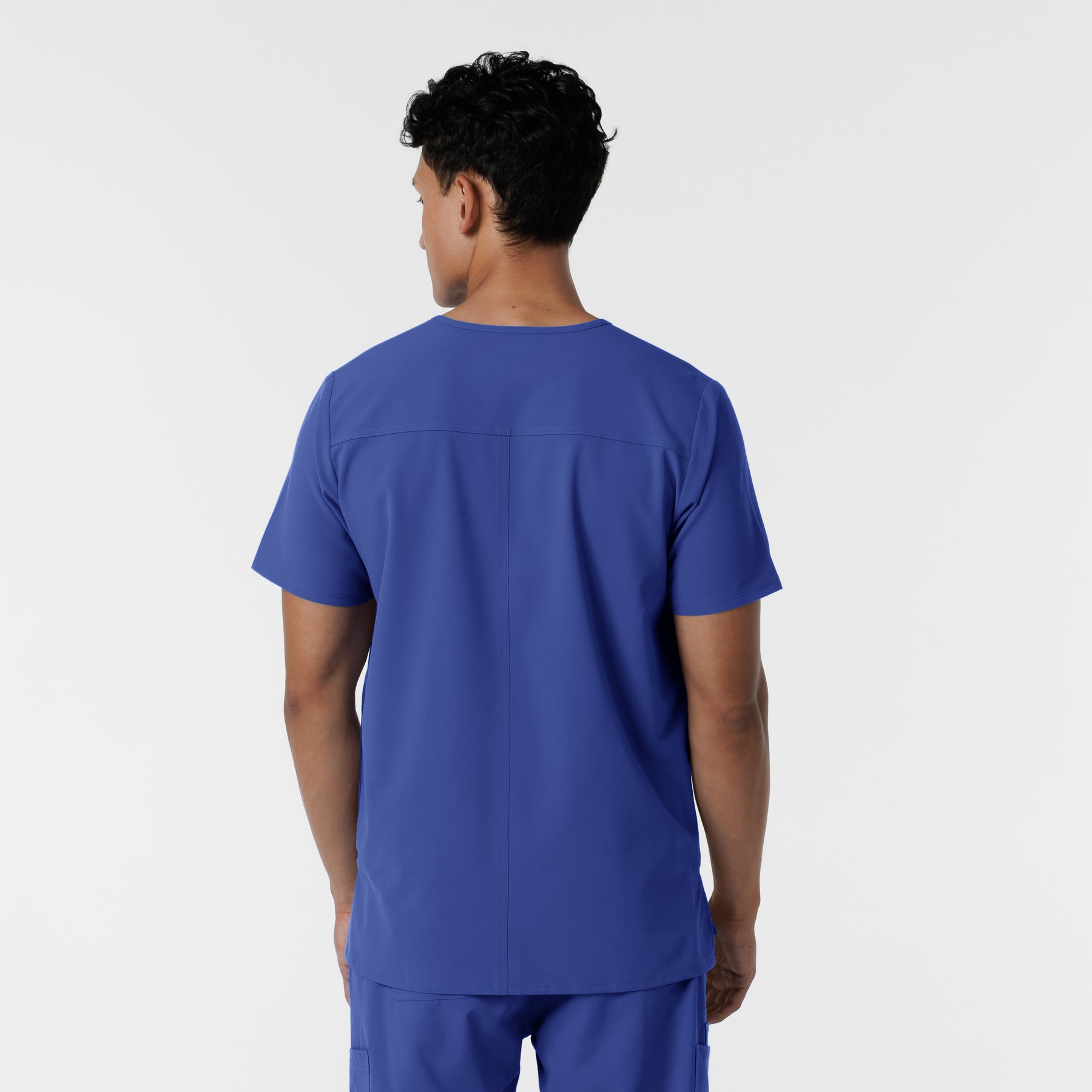 NURTUR Men's V-Neck Scrub Top Galaxy Blue back view