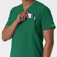 NURTUR Men's V-Neck Scrub Top Hunter side detail 2