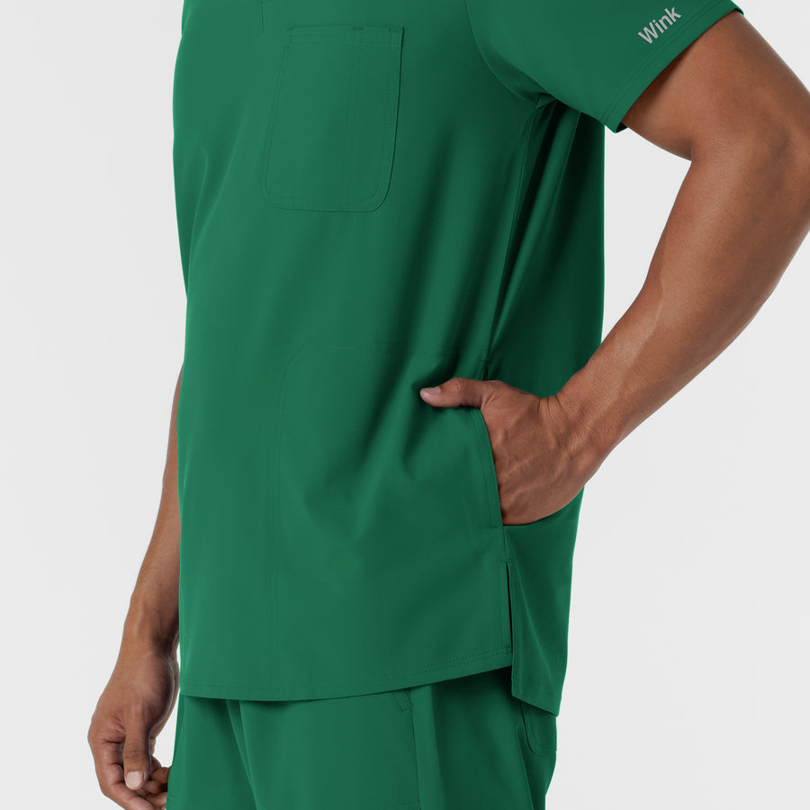 NURTUR Men's V-Neck Scrub Top Hunter hemline detail