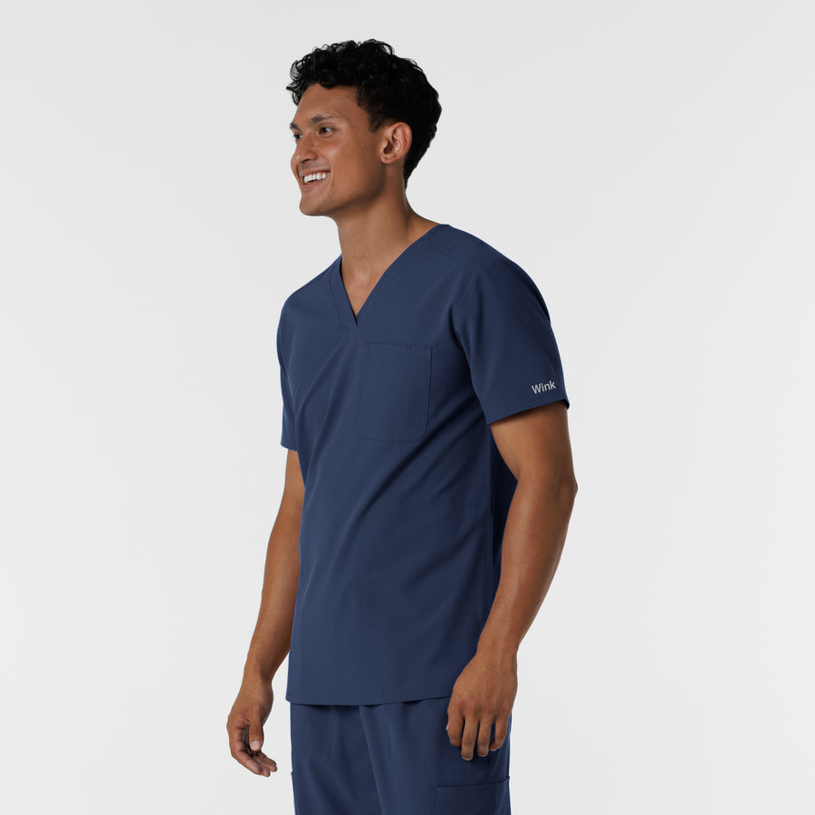NURTUR Men's V-Neck Scrub Top Navy side view