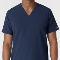 NURTUR Men's V-Neck Scrub Top Navy front detail