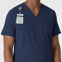 NURTUR Men's V-Neck Scrub Top Navy side detail 1