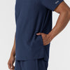 NURTUR Men's V-Neck Scrub Top Navy hemline detail