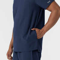 NURTUR Men's V-Neck Scrub Top Navy hemline detail