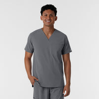 NURTUR Men's V-Neck Scrub Top Pewter