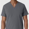 NURTUR Men's V-Neck Scrub Top Pewter front detail