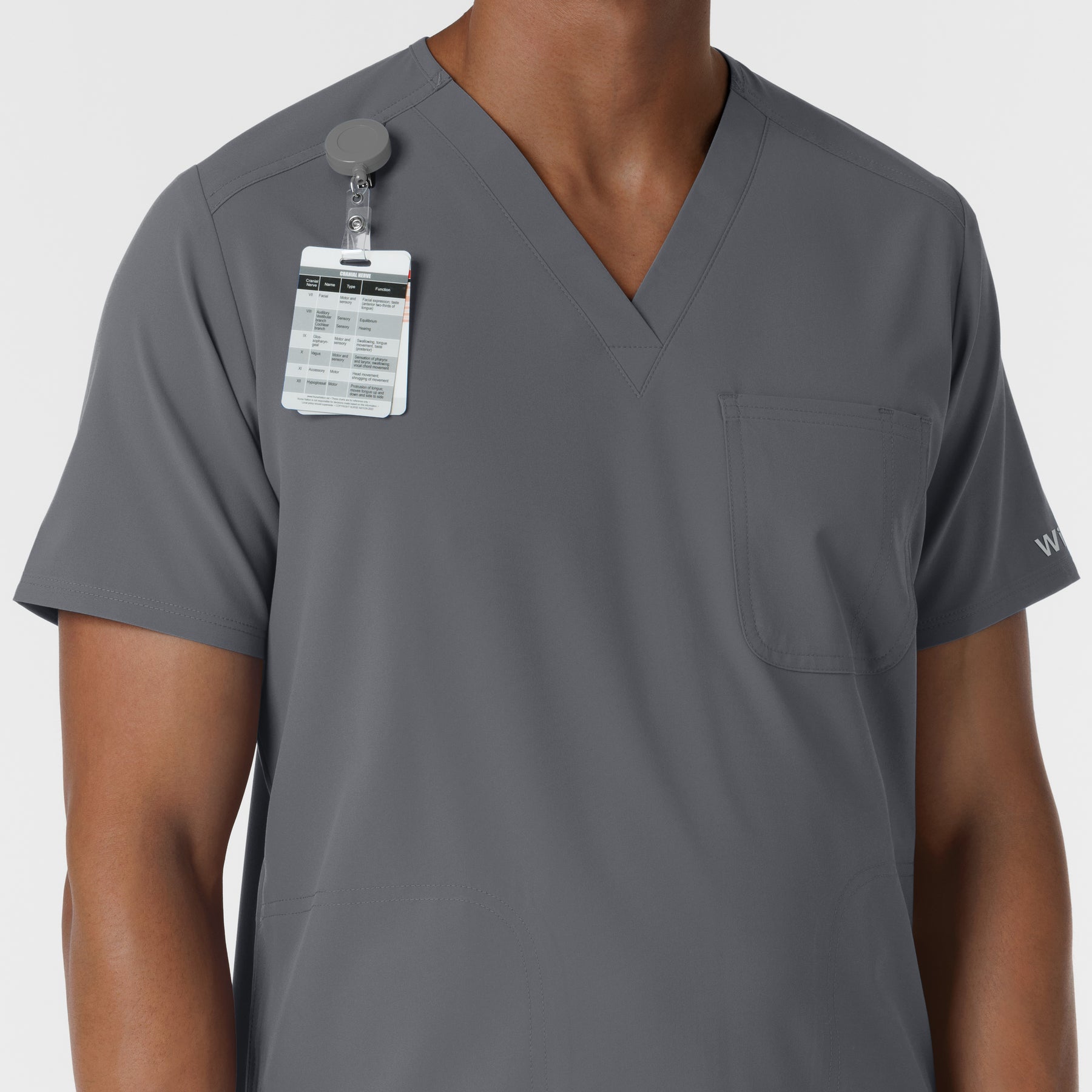 NURTUR Men's V-Neck Scrub Top Pewter side detail 1