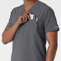 NURTUR Men's V-Neck Scrub Top Pewter side detail 2