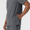 NURTUR Men's V-Neck Scrub Top Pewter hemline detail