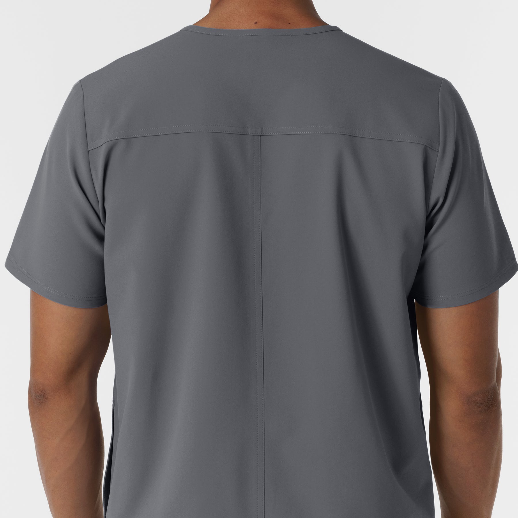 NURTUR Men's V-Neck Scrub Top Pewter back detail