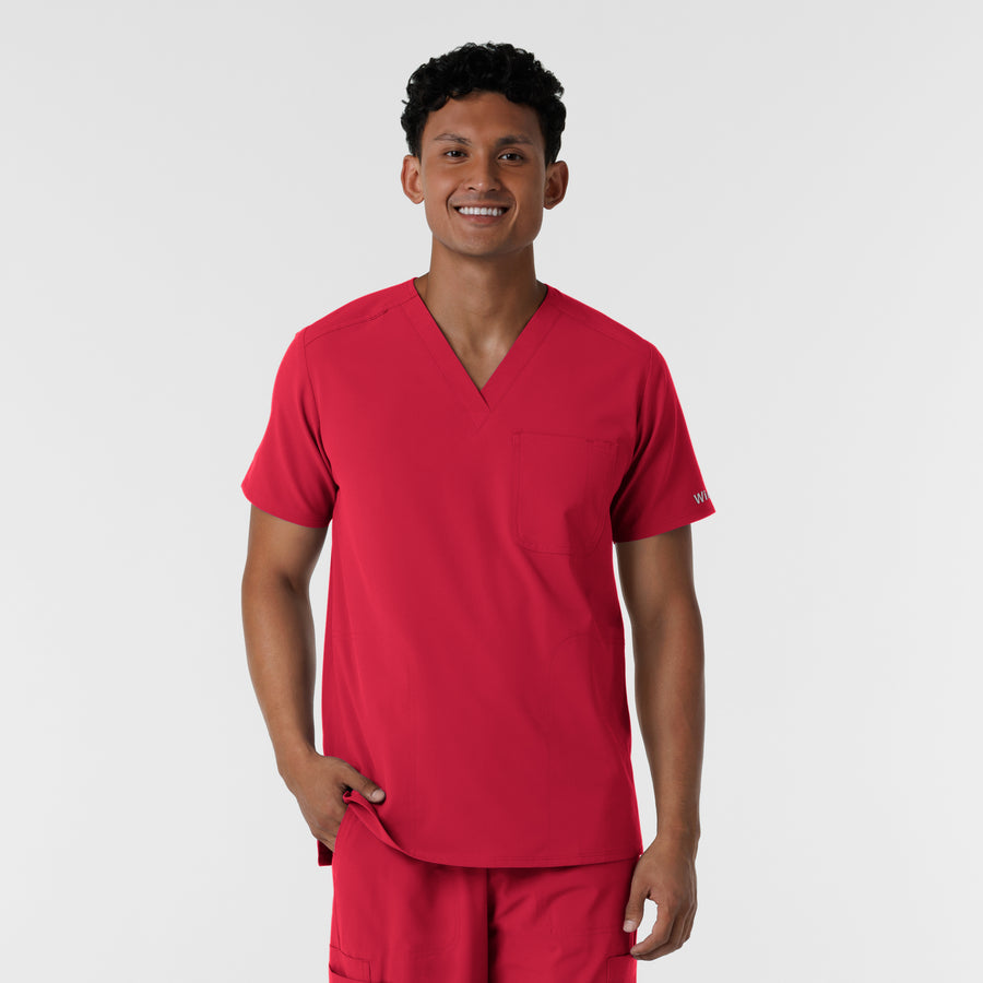 Nurtur Men's V-Neck Scrub Top - Red