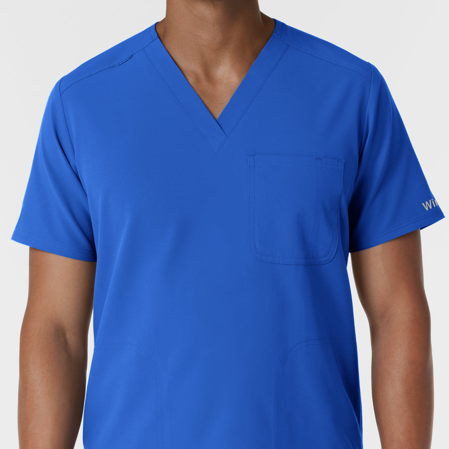 NURTUR Men's V-Neck Scrub Top Royal front detail