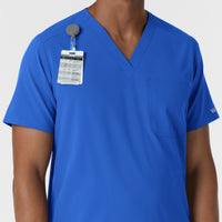 NURTUR Men's V-Neck Scrub Top Royal side detail 1