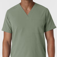 NURTUR Men's V-Neck Scrub Top Sage front detail
