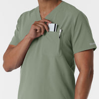 NURTUR Men's V-Neck Scrub Top Sage side detail 2