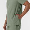 NURTUR Men's V-Neck Scrub Top Sage hemline detail