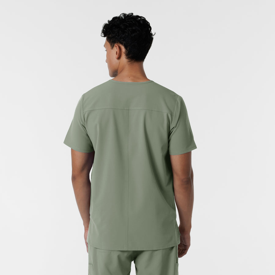 NURTUR Men's V-Neck Scrub Top Sage back view