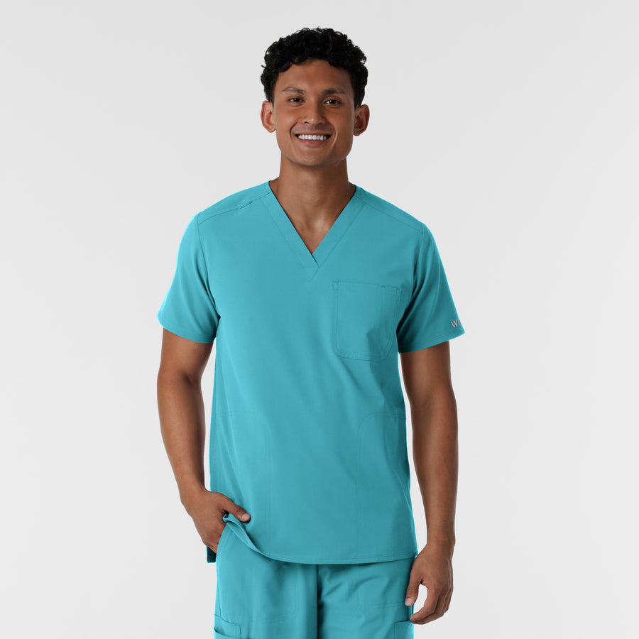 Nurtur Men's V-Neck Scrub Top - Teal Blue