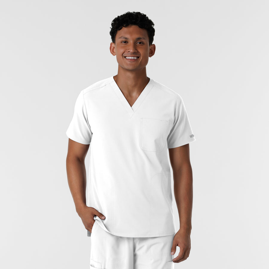NURTUR Men's V-Neck Scrub Top White