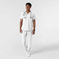 NURTUR Men's V-Neck Scrub Top White full scrub set