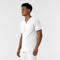 NURTUR Men's V-Neck Scrub Top White side view
