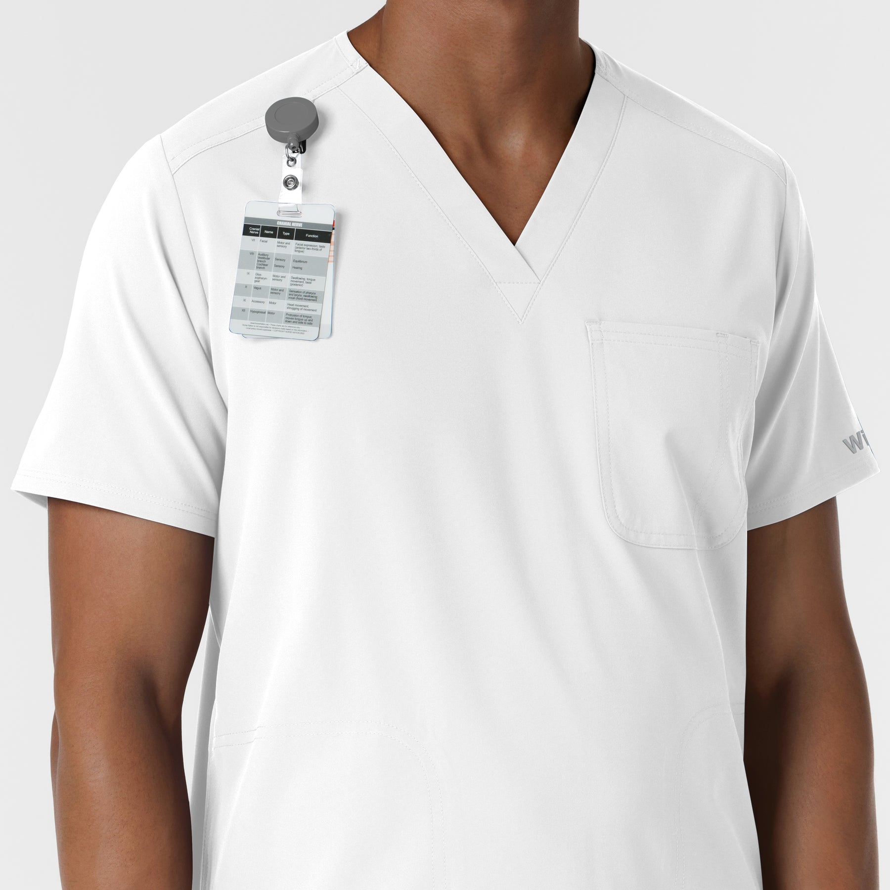 NURTUR Men's V-Neck Scrub Top White side detail 1