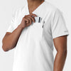 NURTUR Men's V-Neck Scrub Top White side detail 2