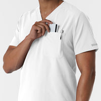 NURTUR Men's V-Neck Scrub Top White side detail 2
