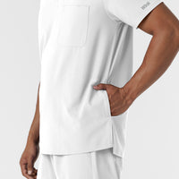 NURTUR Men's V-Neck Scrub Top White hemline detail