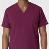 NURTUR Men's V-Neck Scrub Top Wine front detail