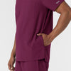 NURTUR Men's V-Neck Scrub Top Wine hemline detail