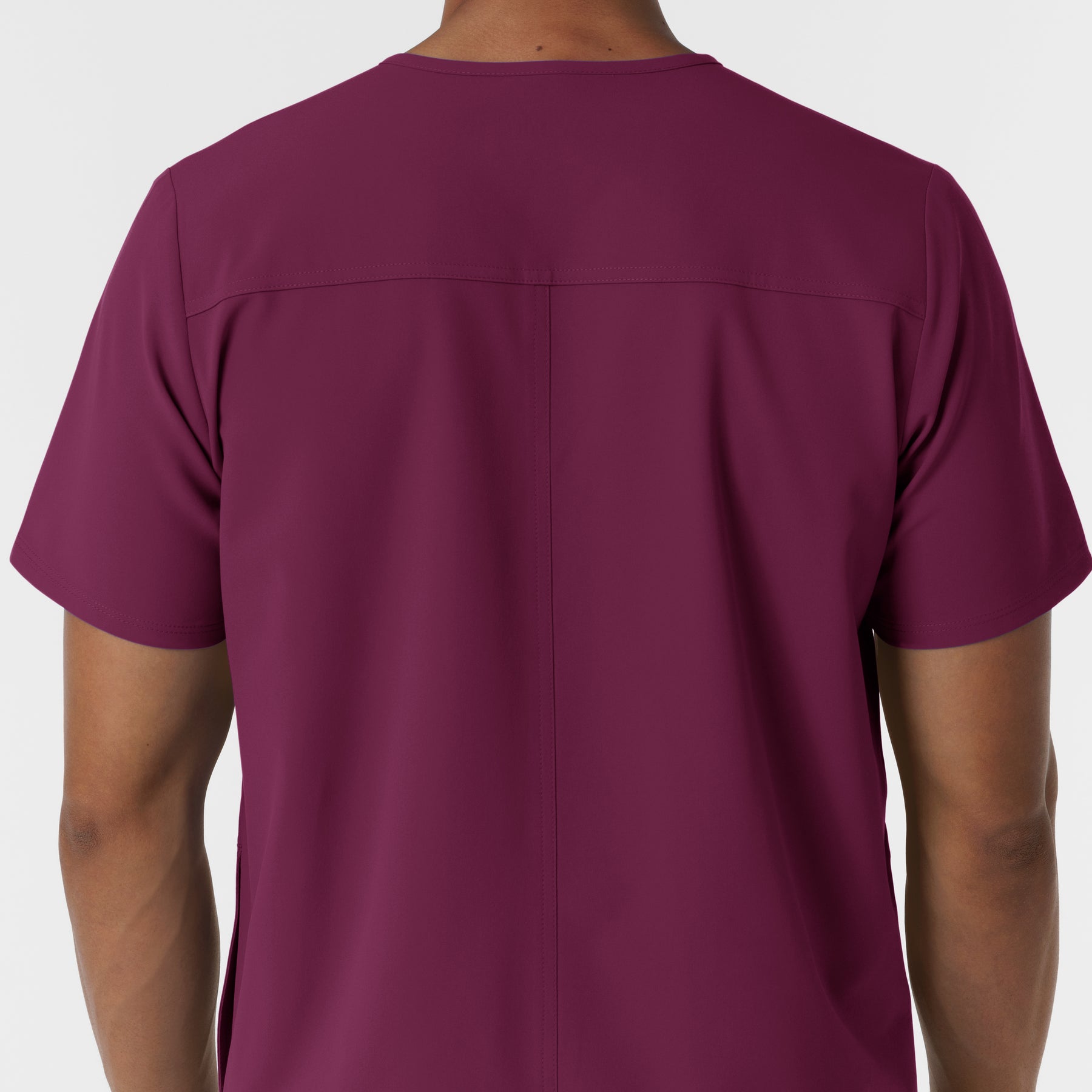 NURTUR Men's V-Neck Scrub Top Wine back detail