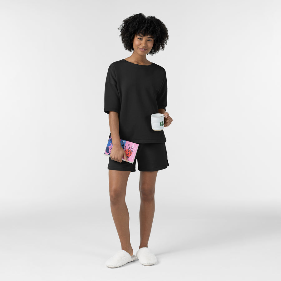 Unwind & Lounge Women's High Rise Shorts - Black lounge set